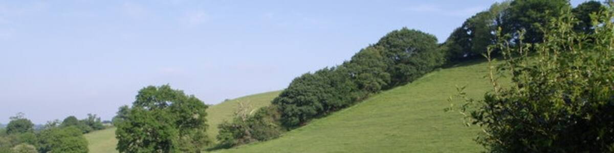Photo "Northern slopes of Lyd valley A green lane cuts across the south-facing fields above the River Lyd between Sprytown and Lifton. Seen from Stowford Footpath 13." by Derek Harper (Creative Commons Attribution-Share Alike 2.0) / Cropped from original