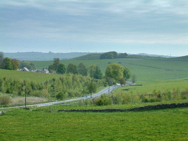 View over the B5056 road from the High Peak Trail.