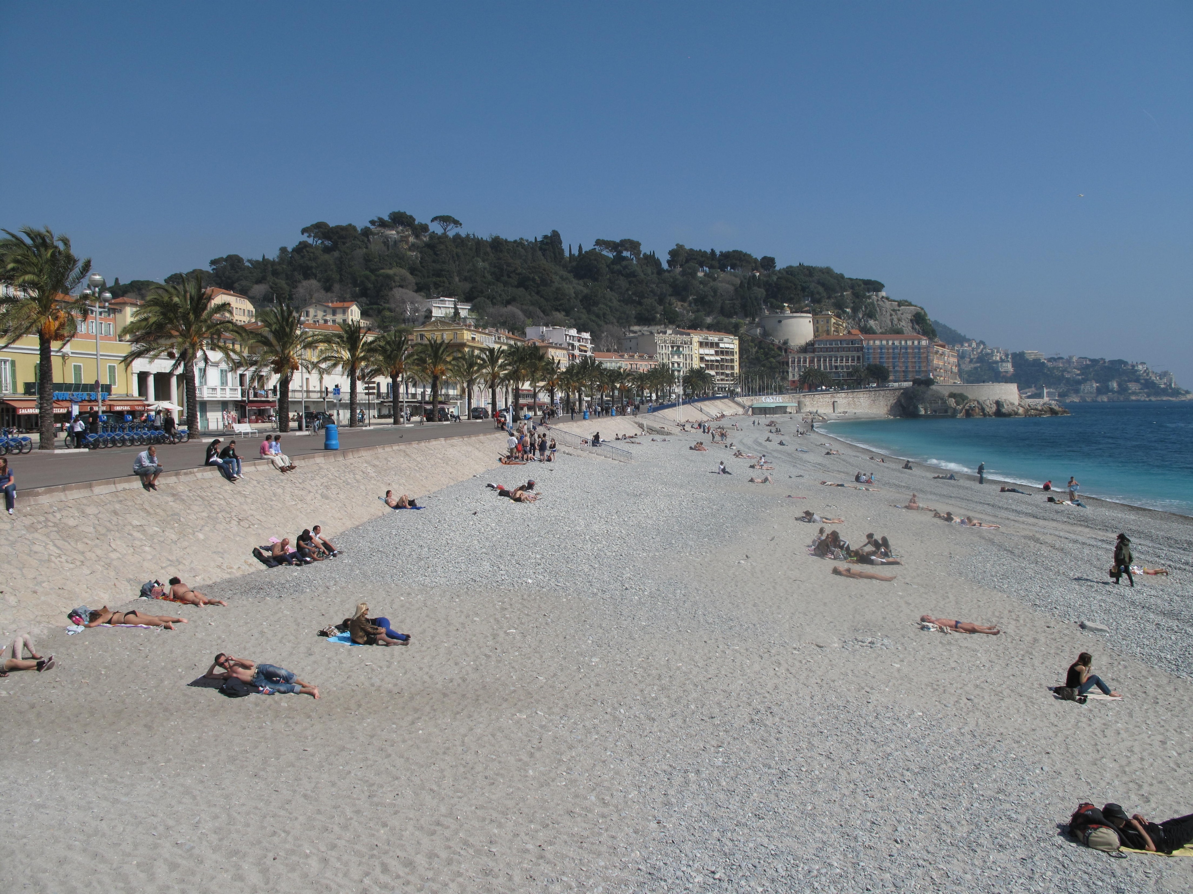 Beach of Nice (Alpes-Maritimes, France).