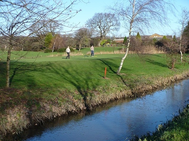 Parc Golf Course, Coedkernew Water hazards are provided by the reens that crisscross the golf course.