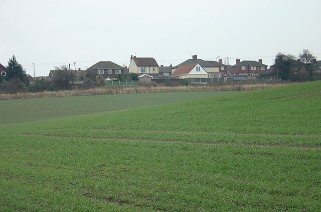 Houses on Doncaster Road, Thrybergh The cornfield provides a welcome buffer between the village and the nearby steelworks