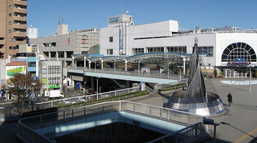 South Entrance and elevated walkway at JR Sagamihara Station on the Yokohama Line in Sagamihara, Kanagawa, Japan