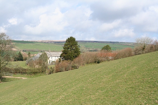 Molland: Lower Hill Looking north-north-west towards a relatively remote Exmoor farm. Only two barns survive at neighbouring Higher Hill  the farmhouse has gone