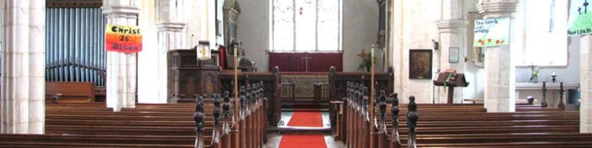 Photo "St Mary's church - view east St Mary's church > https://www.geograph.org.uk/photo/1356351 - https://www.geograph.org.uk/photo/1363765 has a round tower that dates from Norman times and is capped with a lead-covered spike but the building as it stands today was built in four stages, the latest being an extensive restoration in Victorian times. The chancel is believed to date from the 14th century. It houses a C17 tomb chest and monument to Sir Edmund Reeve and his wife Mary > https://www.geograph.org.uk/photo/1363731. The east window contains a mixed variety of medieval and continental glass > https://www.geograph.org.uk/photo/1363709 - https://www.geograph.org.uk/photo/1363715 which was installed during the 19th century and came from a Norwich merchant. The octagonal font > https://www.geograph.org.uk/photo/1363782 is C15 but its cover is Jacobean, as is the pulpit > https://www.geograph.org.uk/photo/1363749. All the original benches were replaced during the 19th century restoration but the old carved bench ends > https://www.geograph.org.uk/photo/1363744 were retained and fixed to the new ones. Unusually, there is a clock on the west wall > https://www.geograph.org.uk/photo/1363776 - it dates from the end of the 17th century and is an interesting early survival in its original form. Fragments of early wall paintings have survived beside the south door. The church's greatest treasure is the Sexton's wheel > https://www.geograph.org.uk/photo/1363791 - one of only two that have survived (the other one is at nearby St Mary's church > https://www.geograph.org.uk/photo/1083222 in Yaxley, Suffolk, about 15 kilometres distant). St Mary's church is kept locked." by Evelyn Simak (Creative Commons Attribution-Share Alike 2.0) / Cropped from original