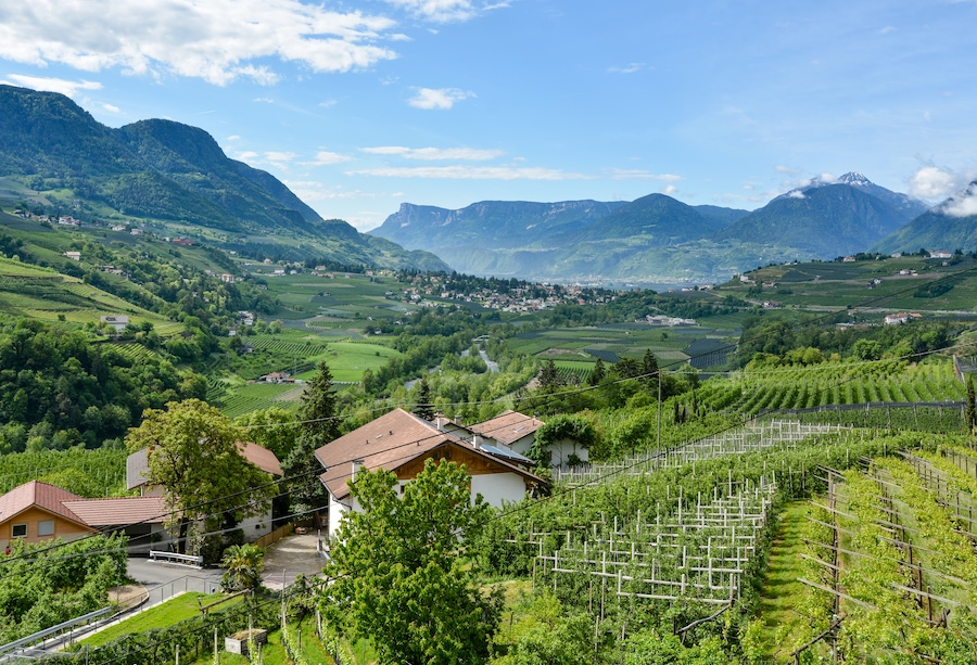 Passeier Valley photographed from Kuens with heading to Meran