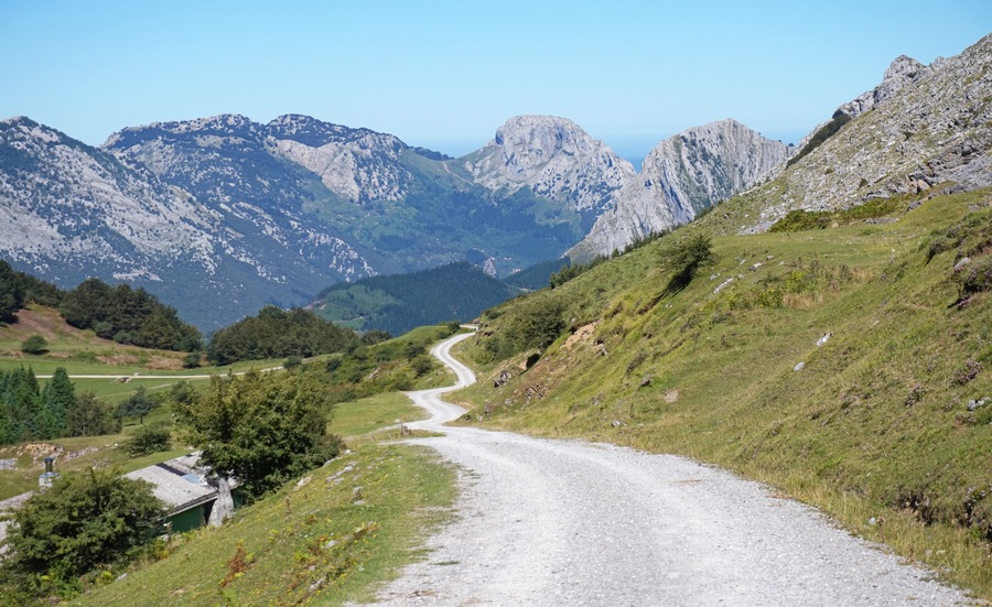 Road and mountains in Urkiola Natural Park in Basque Country, Spain.