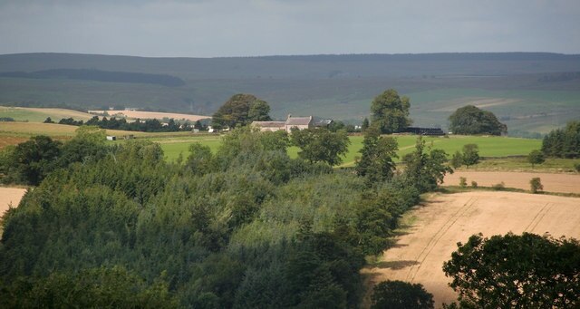 Glendue Glendue Farm with Bogle Wood in the foreground.