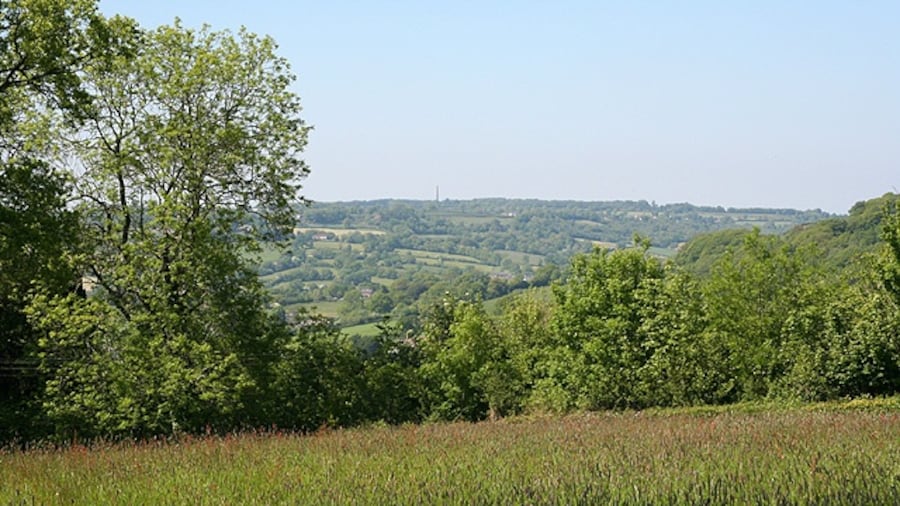 Photo "Hemyock: near Crockers Farm. Looking north-north-west over the Culm valley to the Wellington Monument, just visible on the skyline" by Martin Bodman (Creative Commons Attribution-Share Alike 2.0) / Cropped from original