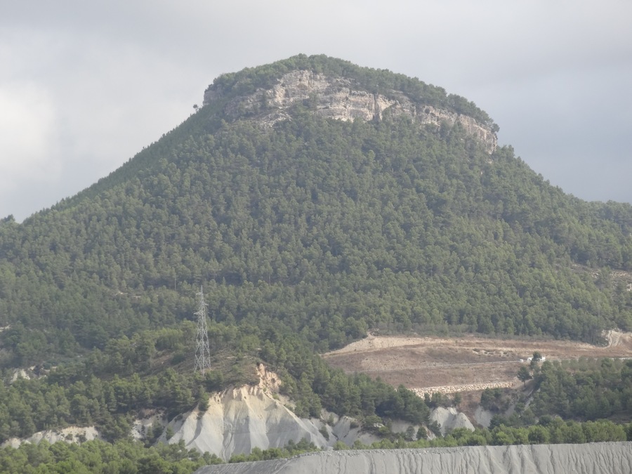 Puig d'Aguilera - vist des de la Capella de Sant Sebastià. A l'esquerra, terme d'Òdena, i a la dreta, terme de Castellolí.