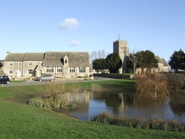 Ducklington, Oxfordshire: parish school and St Bartholomew's parish church