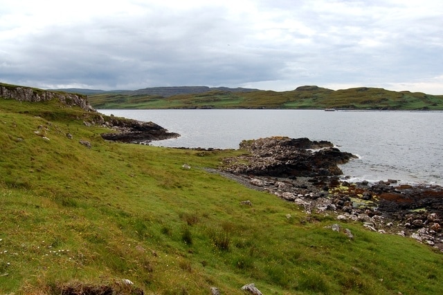 Coastline at Fanks Looking across the mouth of Loch Greshornish to Greshornish itself.