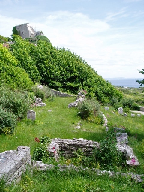 Remains of church below Rufus Castle