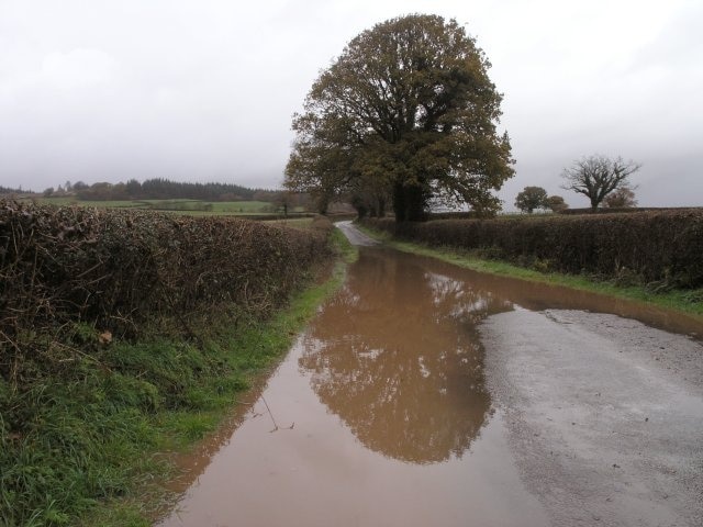 Country road north of Llandybie Short but torrential thundery showers rendered floods on many of the local roads today. Most were passable with care, but an attempt at a nearby ford would have been suicidal.