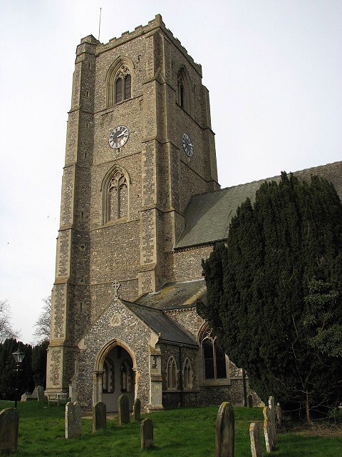 St Andrew's Church - porch and tower. Hingham, Norfolk