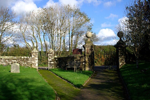 The Gates to Bigbury Church A view of the two gates to the church from the churchyard.