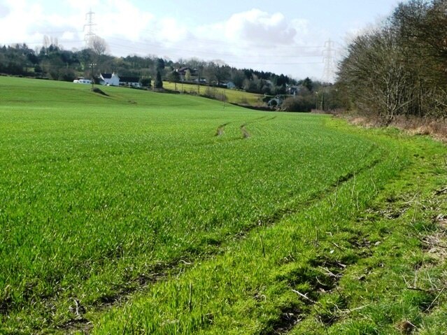 Footpath to Michaelstone This footpath crosses farmland with the river Rhymney to the right heading towards the hamlet of Michaelstone.