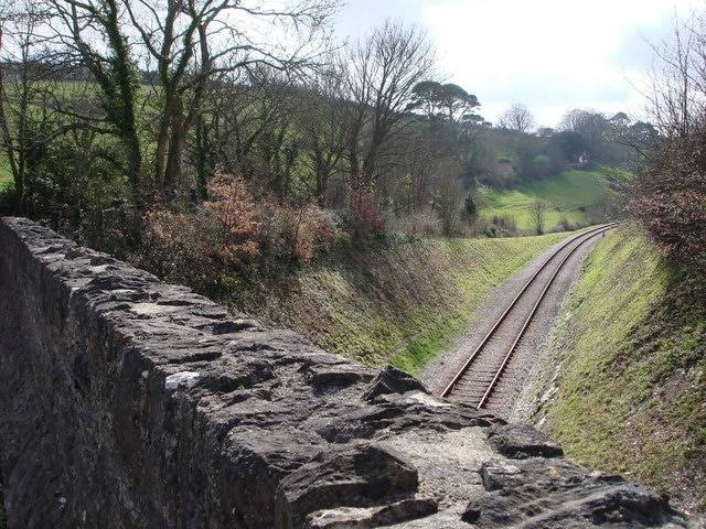 Railway, Hook Bottom, Greenway road The view from the bridge over the Torbay and Dartmouth Steam railway track, looking to the south