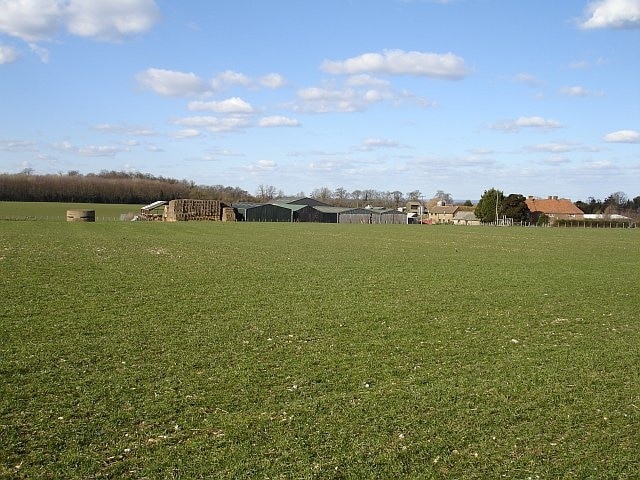 Parsonage Farm, Stockbury. Looking north from South Street Road. The small cylindrical building on the left is a pill box.