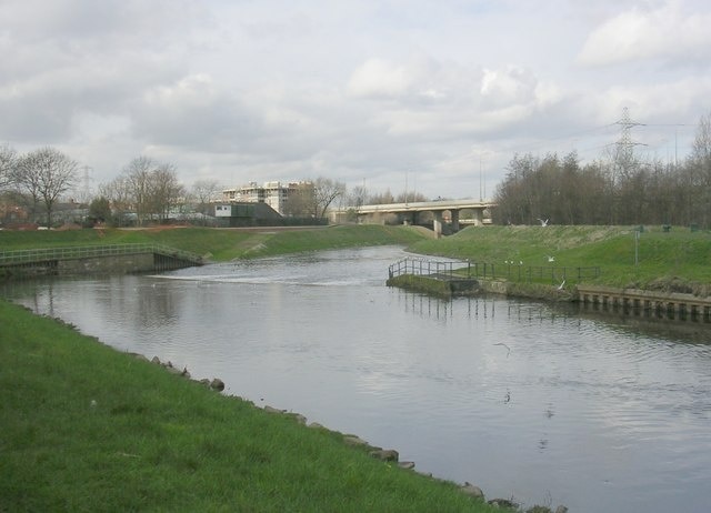 River Mersey, Northenden Looking downstream above Northenden Weir.