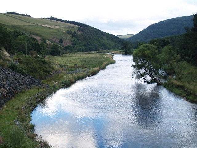 River Tweed, Nether Horsburgh. The river does a hairpin bend at this point, this is looking downstream.