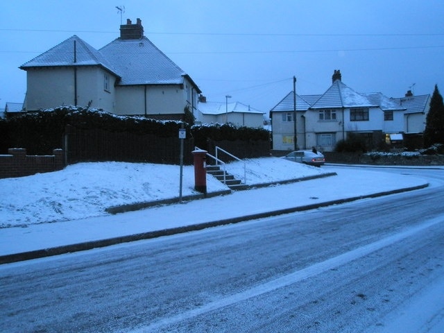 Postbox in a snowy Medina Road