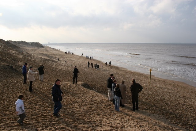 Formby Point: A lot of people on a little beach