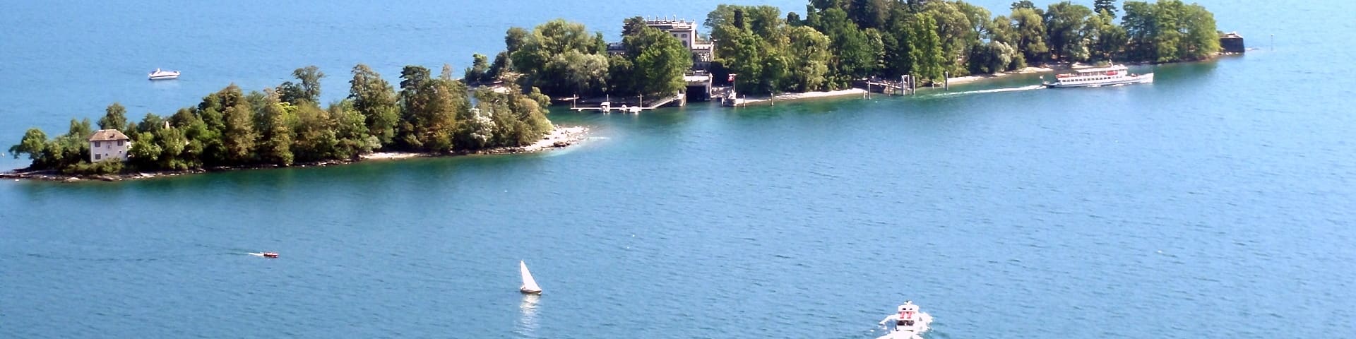 Schweiz - Brissago-Inseln. Blick von Ronco sopra Ascona zu den Inseln