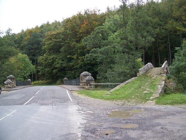 The Old and The New The modern road bridge and the 17th century packhorse bridge at Glaisdale.