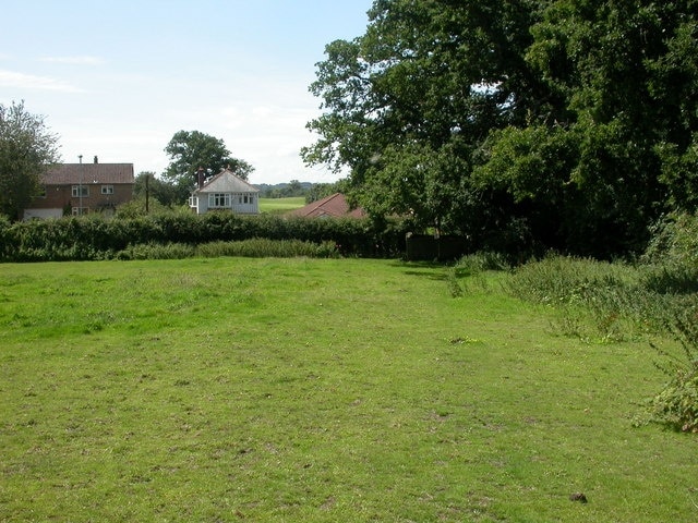 West Parley, footpath. The Southern end of a path from Christchurch Road to 1422064. On the other side of Christchurch Road, Dudsbury Golf Club.