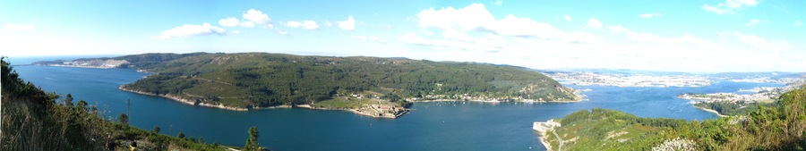 Ria of Ferrol, in Galicia, Spain. In the picture appears the castle of A Palma and the castle of San Felipe.
