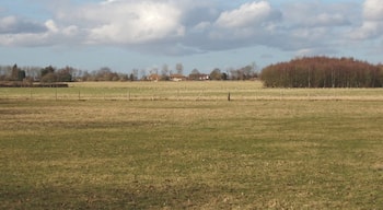 Burton's Farm, Little Chalfont, from Lodge Lane. View north-west over fields towards Burton's farm