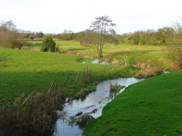 The Brockton Brook Looking north-west from the bridge near Brockton Farm.