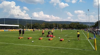 Der Fritz-Grunebaum-Sportpark in Heidelberg vor dem Rugby-Länderspiel Deutschland gegen Samoa am 14. Juli 2018.