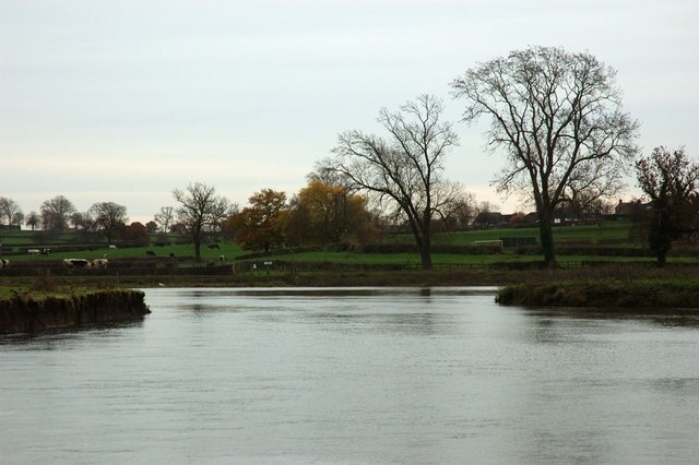 Mouth of the Dove (2) Looking down the /river Dove to the point where it joins the River Trent at Newton Solney.