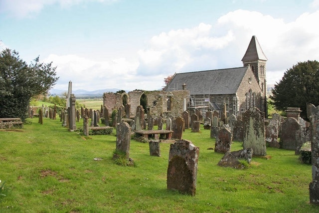 Church in Wigtown The ruins of St Machute's church alongside the current parish church.