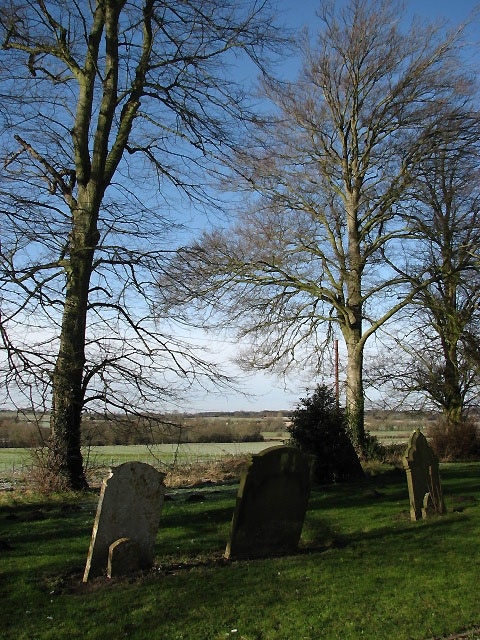 View southwest ... across Low Street and fields beyond, from the churchyard of St Andrew's and All Saints church.