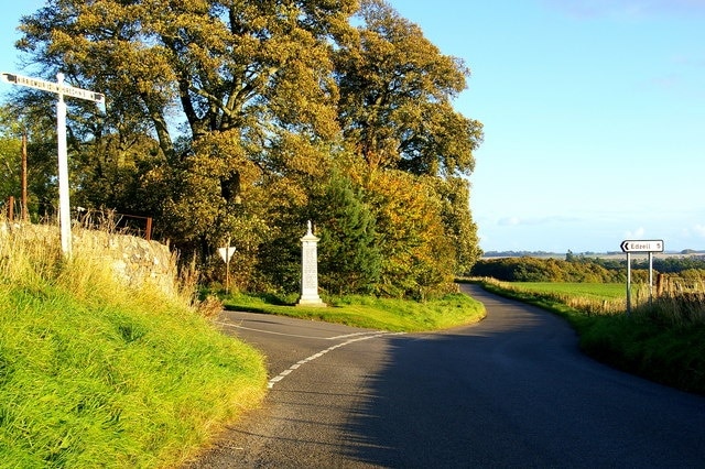 Kirriemui / Brechin / Edzell junction War Memorial is visible. The area to the left is known as Tigerton.