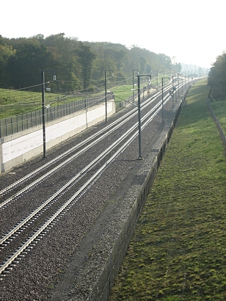 CTRL at Detling. The Cross Channel Rail Link from the bridge on the Detling to Bearsted road, looking east.