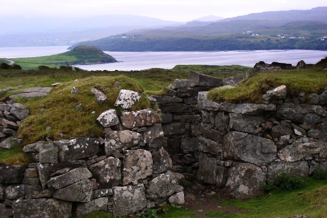 Dun Beag broch. Looking across Loch Bracadale from the remains of the Dun Beag broch