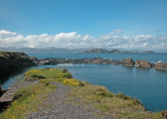 Disused quarry Former slate quarry which was overwhelmed causing the closing down of quarrying on Easdale Island.