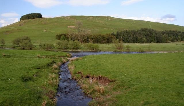 Eskdalemuir View from Holm in Eskdalemuir looking across White Esk towards Clerk Hill.