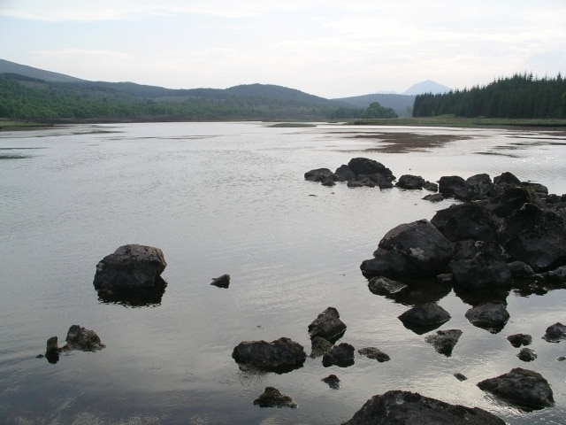 River Garry, near Tomdoun. Looking upstream. The amount of water in the river varies according to the time of day, presumably due to hydro power extraction.