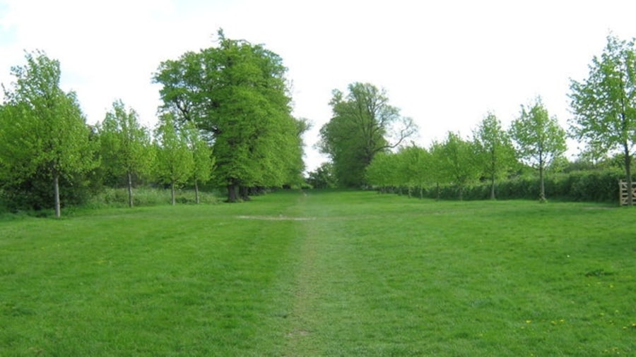 Photo "Footpath to Swanley Park This wide avenue path heads uphill from College Road, to New Barn Road. It goes between Hextable School (unseen on left) and playing fields (on right)." by David Anstiss (Creative Commons Attribution-Share Alike 2.0) / Cropped from original