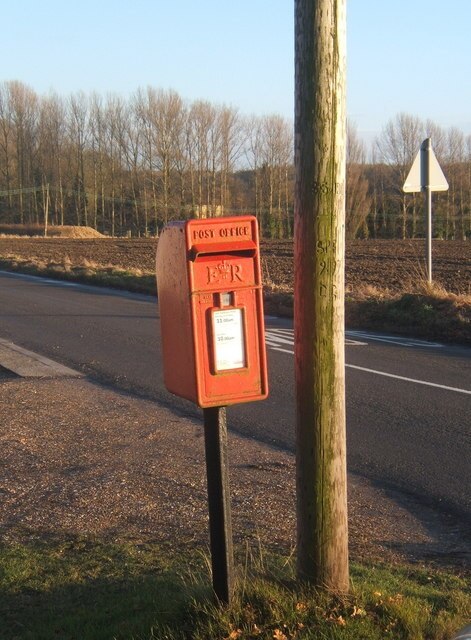 Postbox near Ringshall Very close to gridline, but looking into the square.