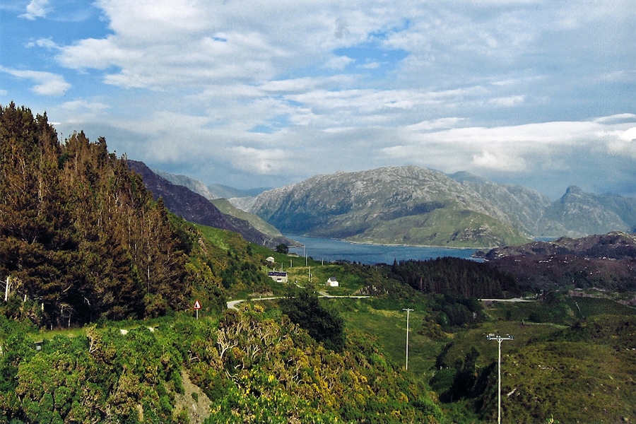 NE from B801 road from Kinlochbervie.