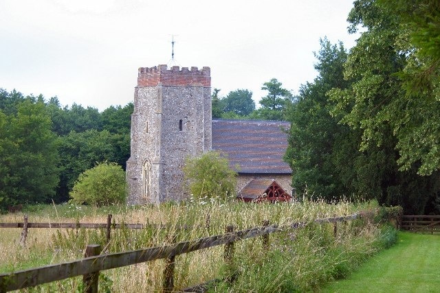 Washbrook Church. St Mary's is another good example of a church detached from its village. It is disused and the graveyard overgrown. It is managed by the Churches Conservation Trust.