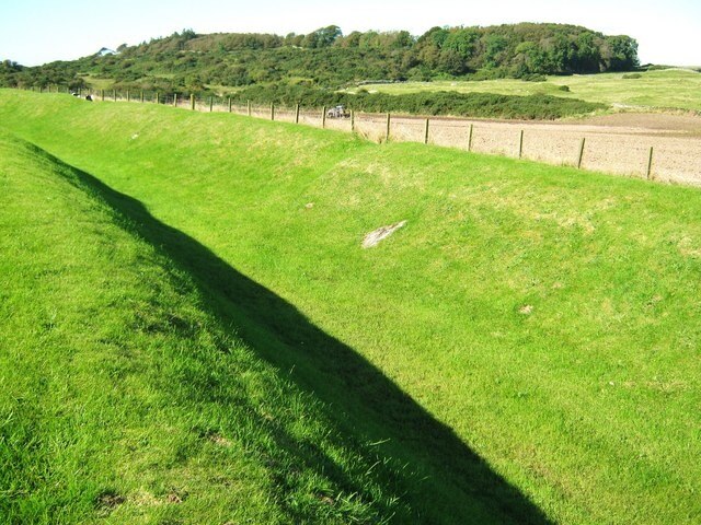 The ditch at Rispain, looking south west This iron age settlement was thought to contain many large roundhouses and its heyday was thought to be around the time of Christ.