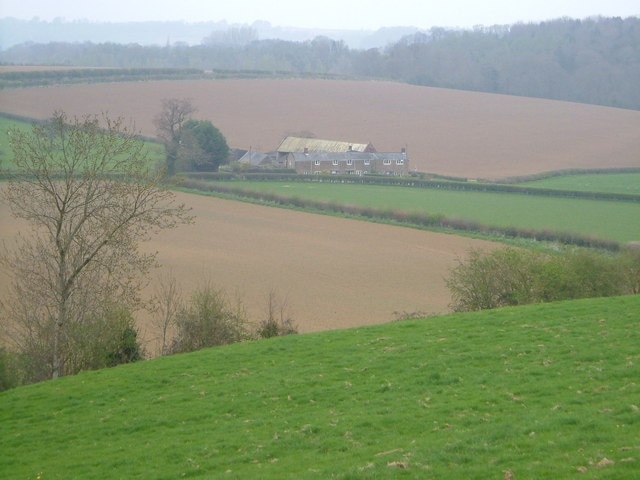 Cottages at Knott Oak Seen from the slopes of Pretwood Hill, looking northeast.