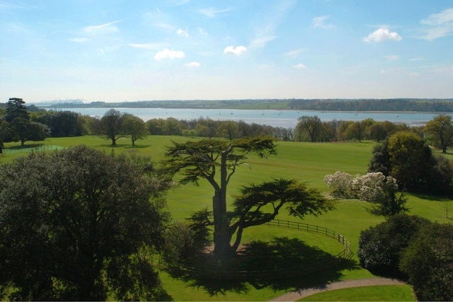 Playing fields and Orwell River. View from the roof of the Orwell Park School water tower