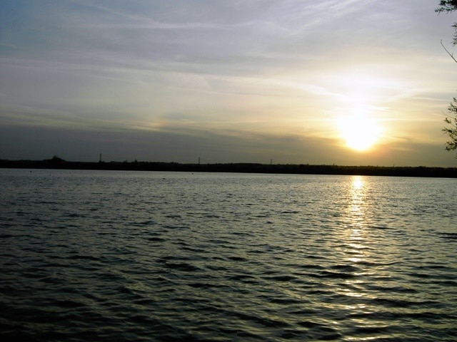 Sun Setting Over The Lake At Marston Vale CP